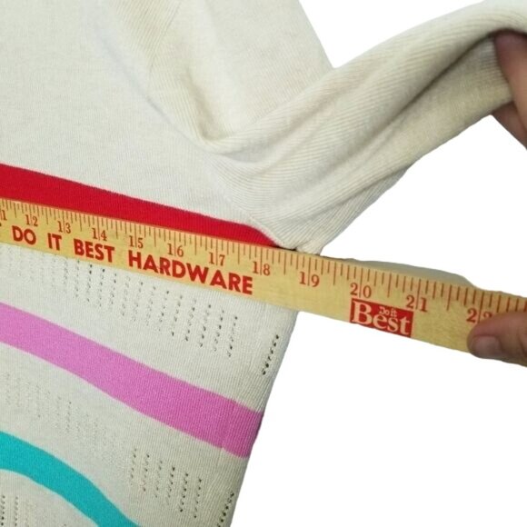 NorthStyle Rainbow Cardigan Open Front Knit Ribbed Hem Multicolor buttons NWOT S - Picture 8 of 10